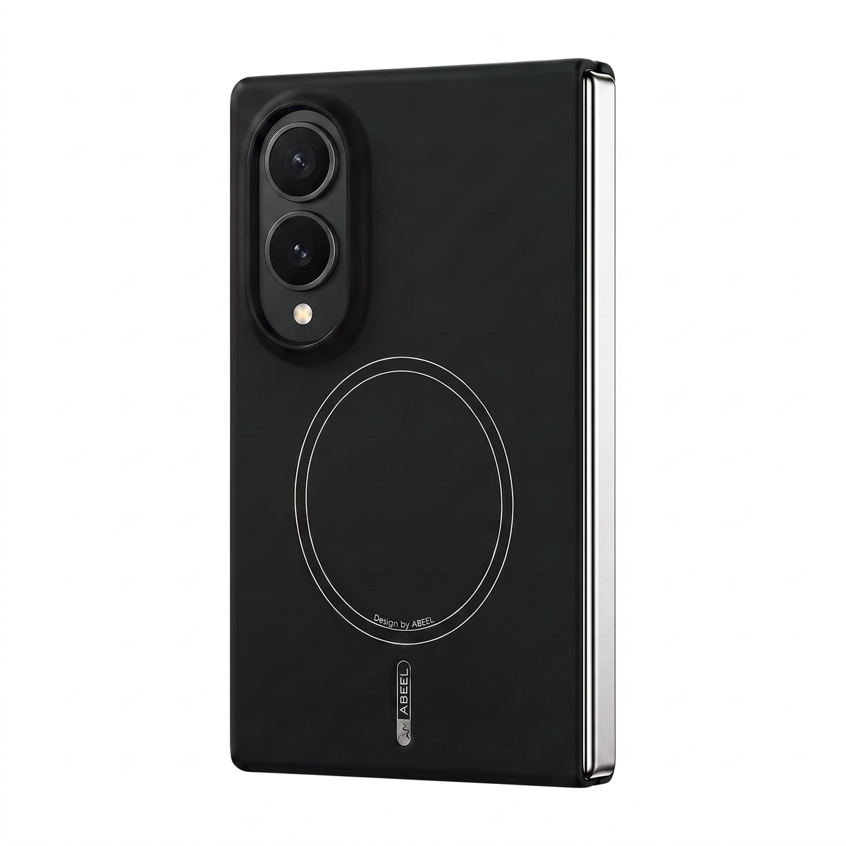 Apex M3 Black case for Samsung Galaxy Z Fold 8 Wide - rear view with silver hinge