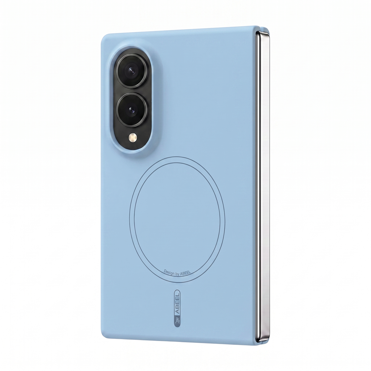 Apex M3 Light Blue case for Samsung Galaxy Z Fold 8 Wide - rear view with silver hinge