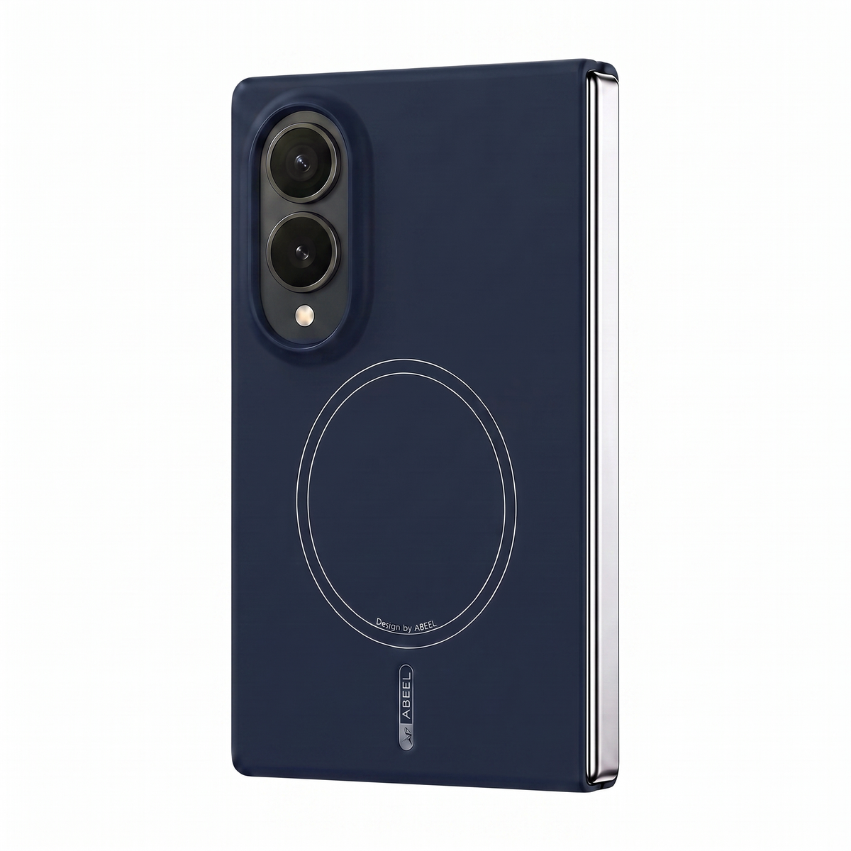 Apex M3 Navy Blue case for Samsung Galaxy Z Fold 8 Wide - rear view with silver hinge