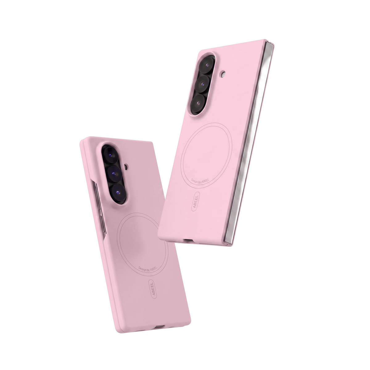 Two Pink Apex M3 cases for Galaxy Z Fold showing the slim folded profile
