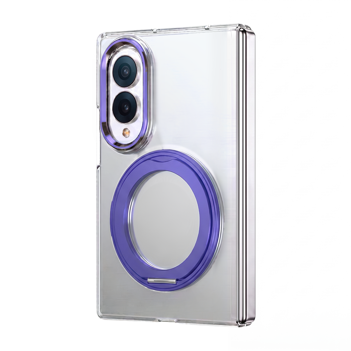 Axon M1 Purple clear MagSafe case with 360 rotating ring for Samsung Galaxy Z Fold 8 - rear view