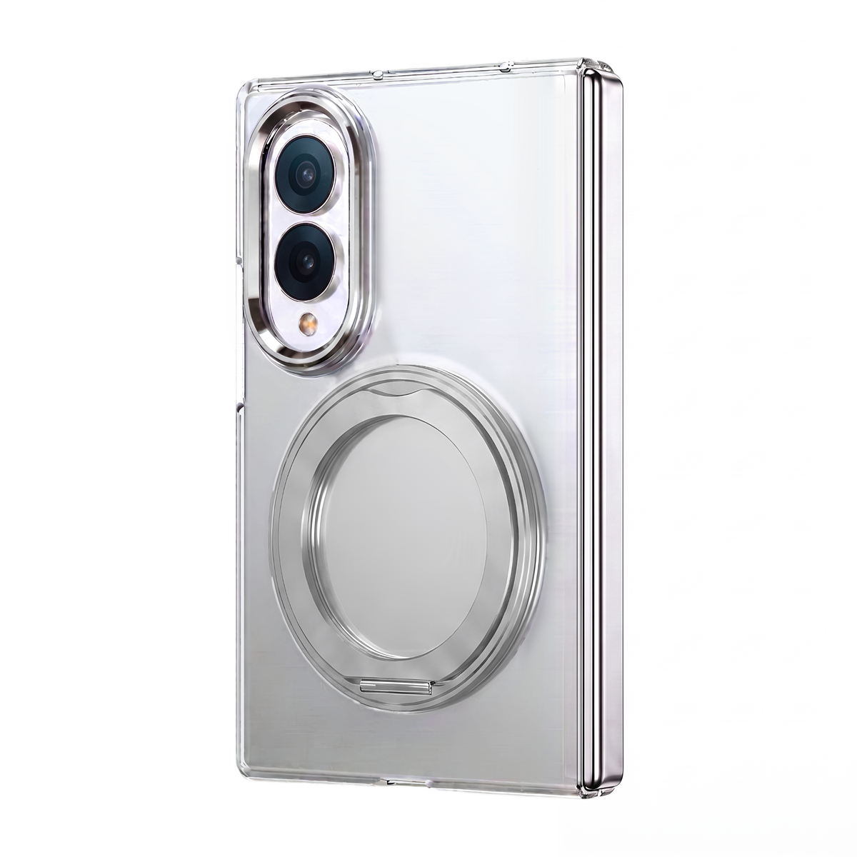 Axon M1 Silver clear MagSafe case with 360 rotating ring for Samsung Galaxy Z Fold 8 - rear view