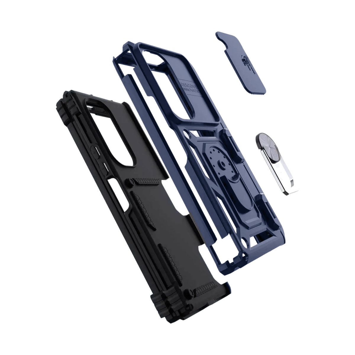 Sentinel H1 Galaxy Z Fold case in Navy Blue - exploded view of case parts