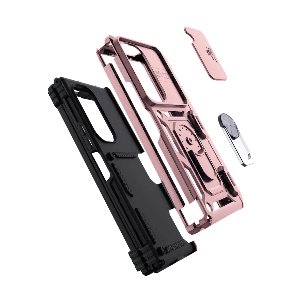 Sentinel H1 Galaxy Z Fold case in Rose - exploded view of case parts