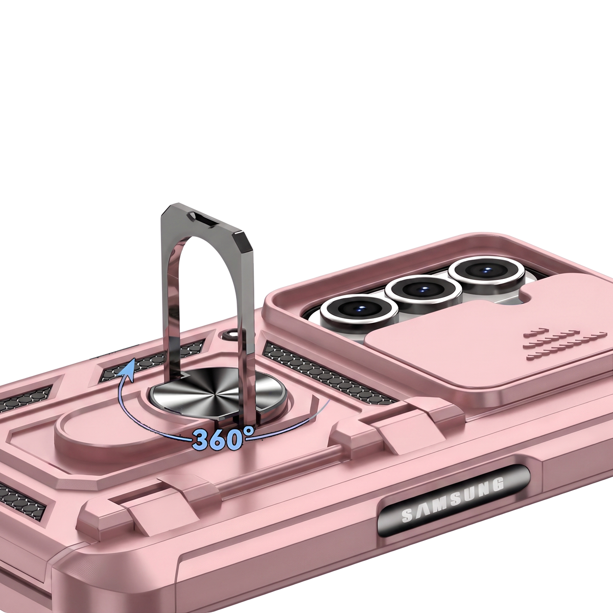 Sentinel H1 Galaxy Z Fold case in Rose Gold - 360 degree rotating ring grip