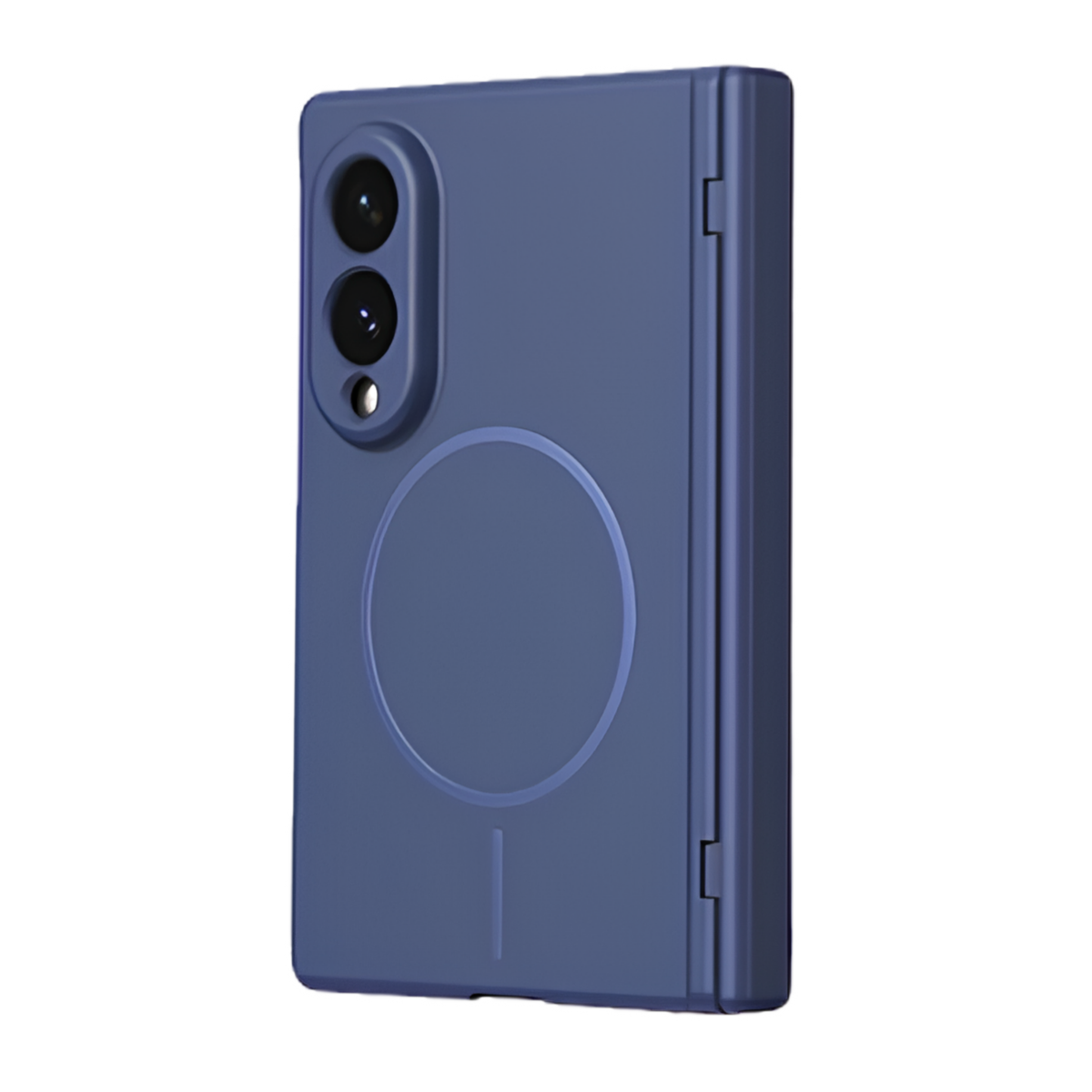 Spineguard P1 MagSafe hinge case in Deep Blue for Samsung Galaxy Z Fold 8 Wide - rear view with MagSafe ring and CNC metal camera lens rings